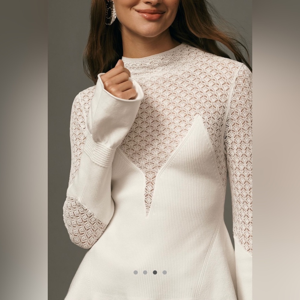 Anthropologie Mixed-lace Turtleneck Sweater - Picture 4 of 5